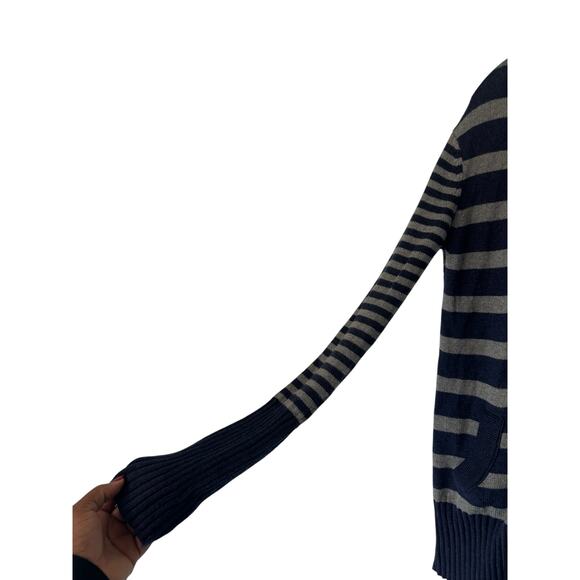 American Eagle Blue Gray Y2K Striped V-Neck Button Front Cardigan Size Medium - Picture 5 of 12